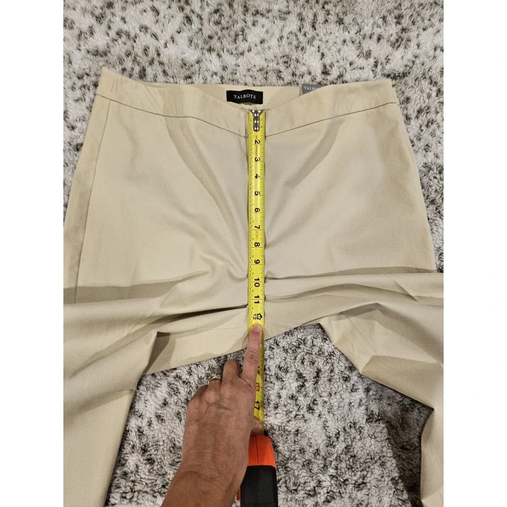 Talbots Chatham Ankle Pants Size 16 Tan Khaki Side Zip Cotton Blend NWT